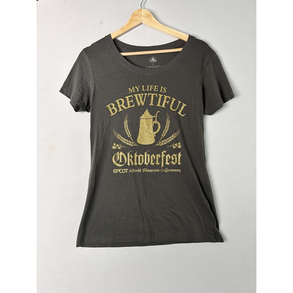 Disney Epcot Oktoberfest Graphic Tee My Life is‎ Brewtiful T-Shirt L
